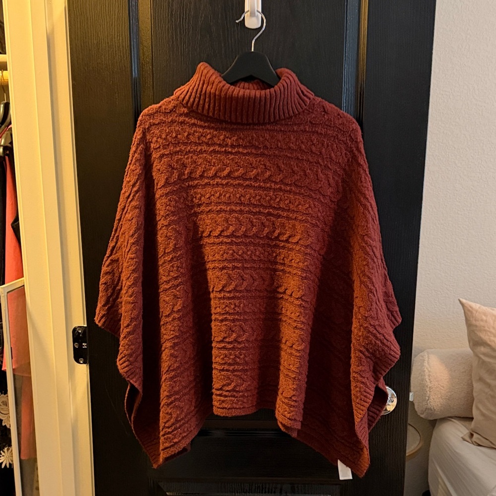 Rachel Zoe Cable-Knit Turtleneck Poncho Sweater - Women's